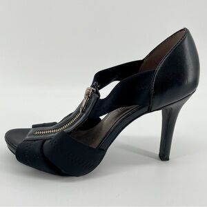 Moda Spana Pump Heels Black Zipper Open Toe 6